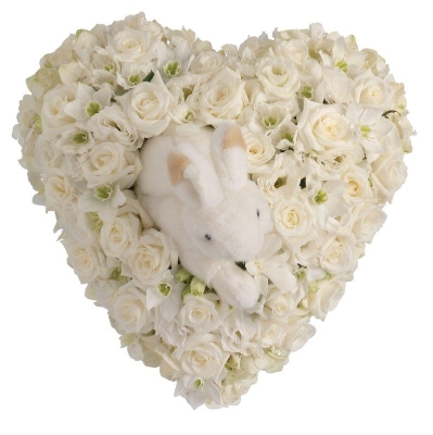 White Rose and Orchid Heart with Rabbit.