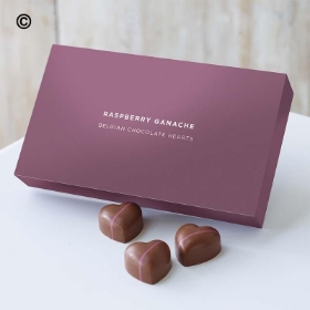 Raspberry Ganache Belgian Chocolate Hearts